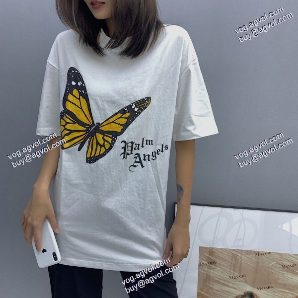 2色可選 重宝するアイテムパーム エンジェルス Palm Angels コピーブランド バタフライロゴプリント半袖Tシャツ 2020秋冬 半袖Tシャツ